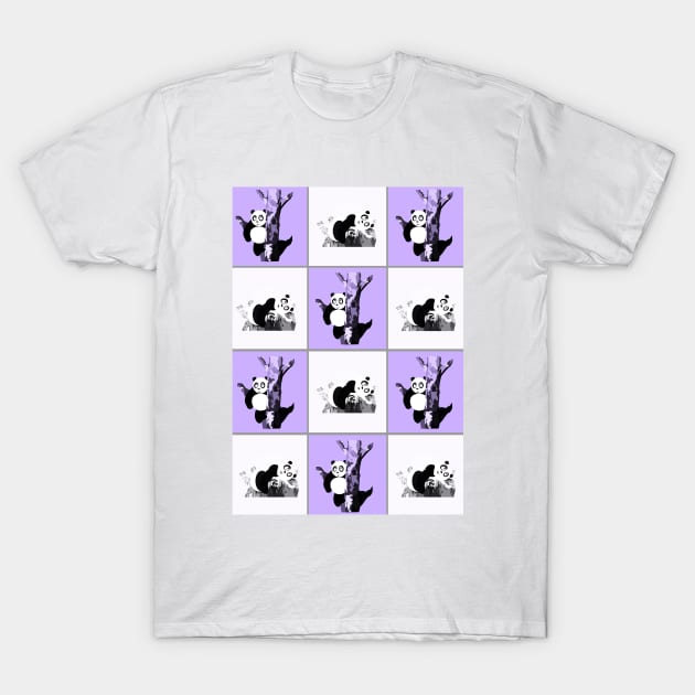 Pandas Checker - Purple T-Shirt by adamzworld